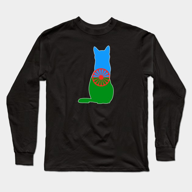 Romani Cat Flag Long Sleeve T-Shirt by Wickedcartoons